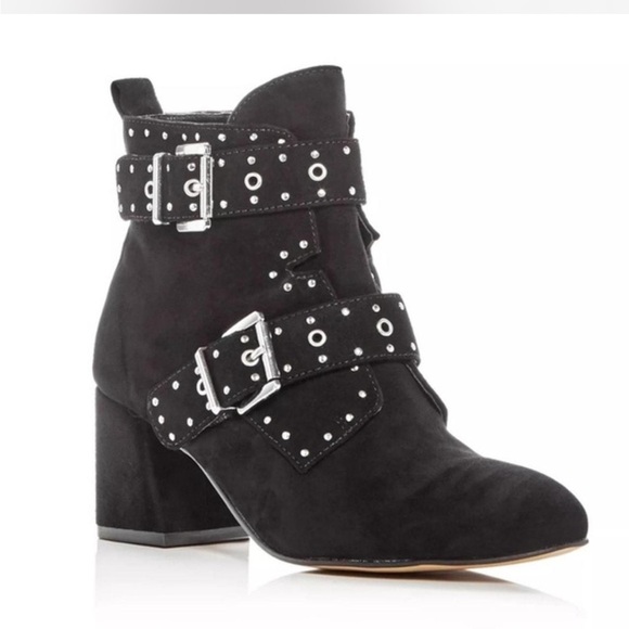 Rebecca Minkoff Black Ankle Boots with Studded Straps - Picture 1 of 4